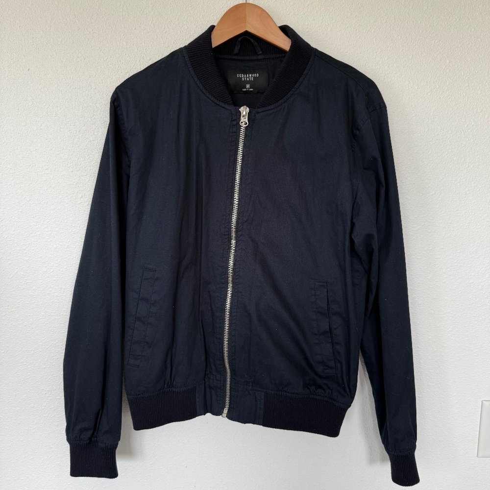 Primark Navy Blue Mens Bomber Jacket Size Medium